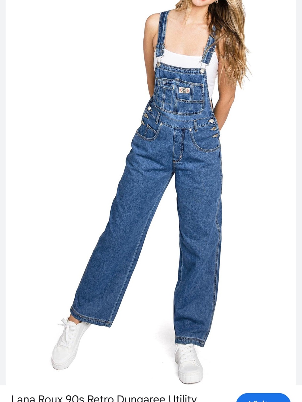 90s Retro Denim Overalls in Blue -size medium